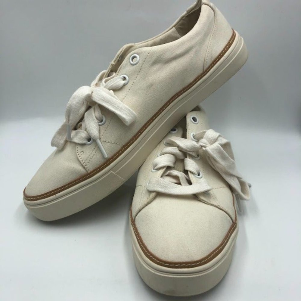 Tom's Women's Off White Canvas Sneakers Lace Up Size US 12 Everyday Casual - Picture 4 of 13